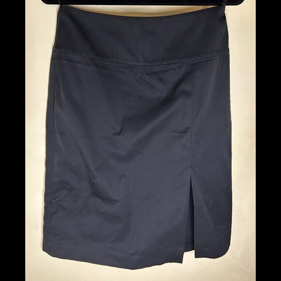 BANANA REPUBLIC Fitted Black Pencil Midi Cotton Skirt STRETCH SIZE 4 - Picture 1 of 7